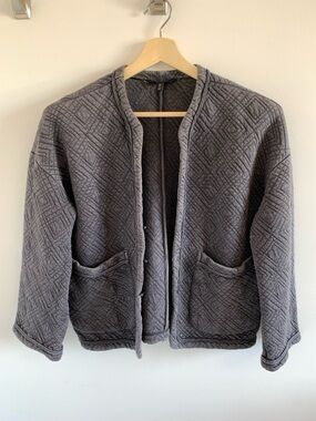 Banana Republic Quilted Charcoal Gray Open Front Jacket